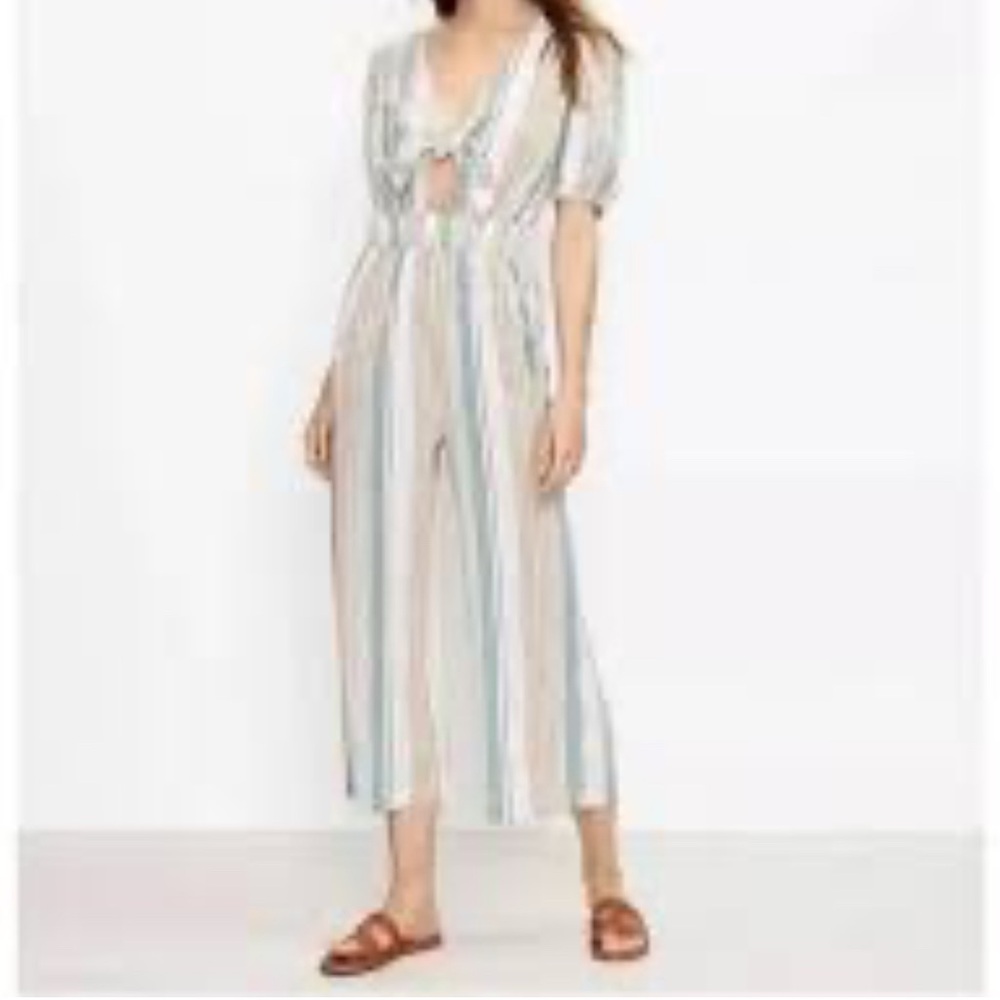 Loft beach Striped Jumpsuit in Cream and Blue medium